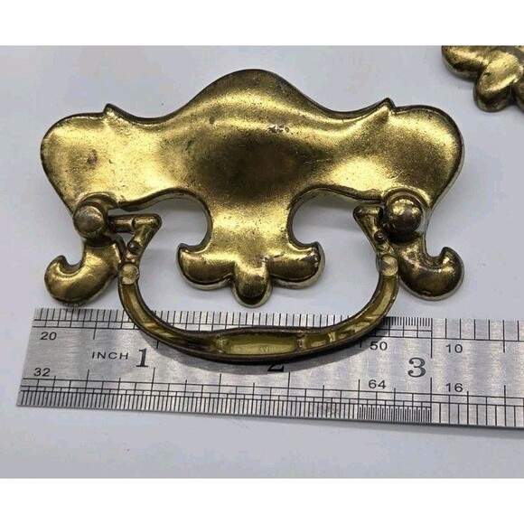 6 Vintage Dresser Drawer Furniture Pulls Handles With Screws Hardware Gold 3677 - Picture 15 of 16